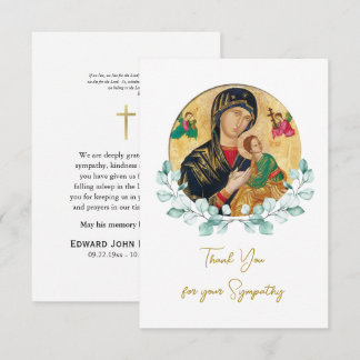 Tarjeta De Agradecimiento Elegant Greenery Orthodox Christian Icon Funeral  