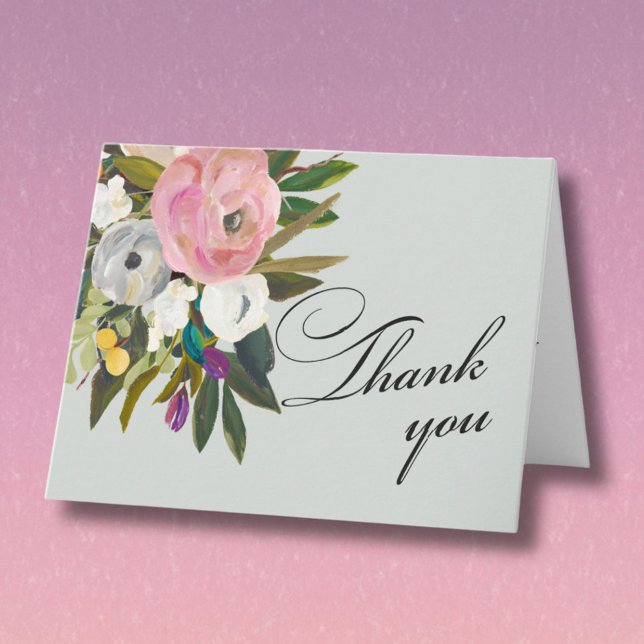 Tarjeta De Agradecimiento Elegant Handpainted Floral Budget Retirement (Subido por el creador)