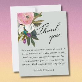 Tarjeta De Agradecimiento Elegant Handpainted Floral Budget Retirement