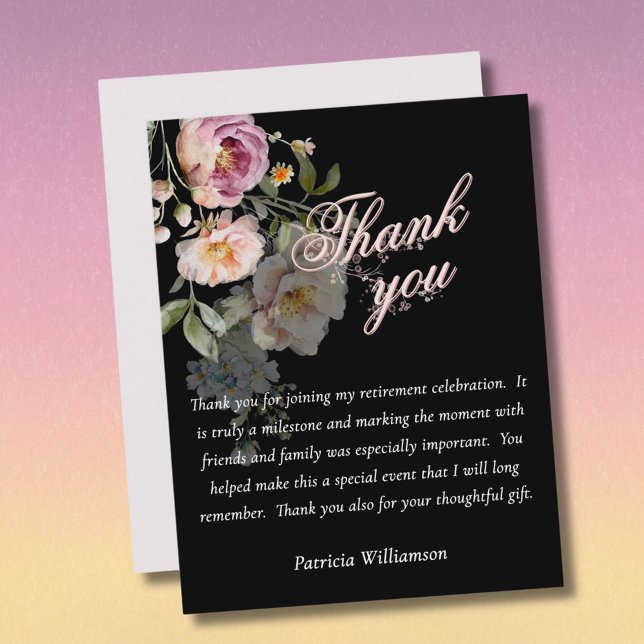 Tarjeta De Agradecimiento Elegant Handpainted Floral Budget Retirement (Subido por el creador)