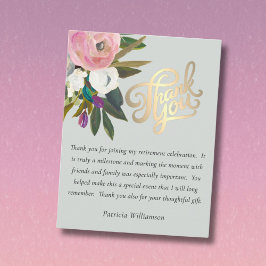 Tarjeta De Agradecimiento Elegant Handpainted Floral Budget Retirement