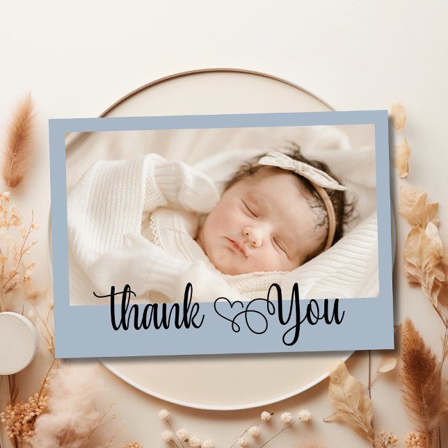 Tarjeta De Agradecimiento Elegant Heart Script Photo Baby Shower Thank You  (Subido por el creador)