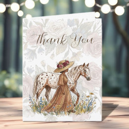 Tarjeta De Agradecimiento Elegant Horse Lover Birthday
