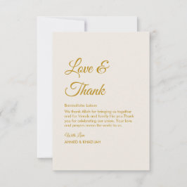 Tarjeta De Agradecimiento Elegant Islamic Wedding Thank You Card