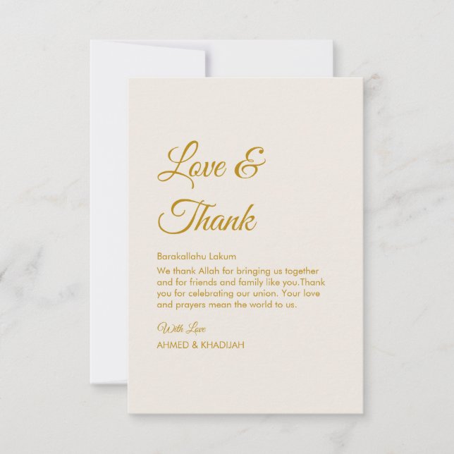 Tarjeta De Agradecimiento Elegant Islamic Wedding Thank You Card (Anverso)