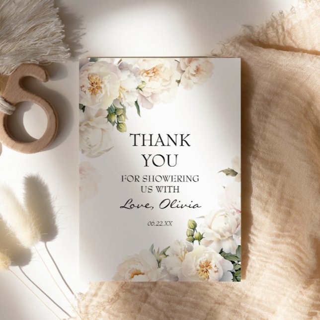 Tarjeta De Agradecimiento Elegant Ivory Peony Garden Thank You (Subido por el creador)