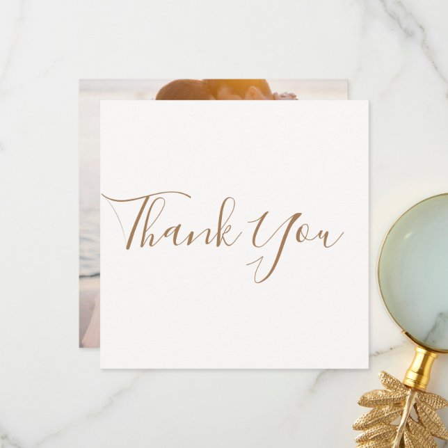 Tarjeta De Agradecimiento Elegant Ivory Photo Wedding Thank You Card (Anverso/Reverso In Situ)