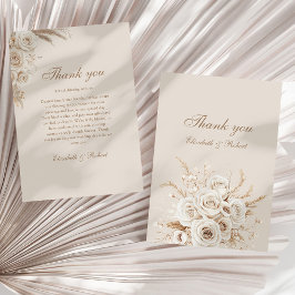 Tarjeta De Agradecimiento Elegant Ivory Roses Wedding Thank You Card