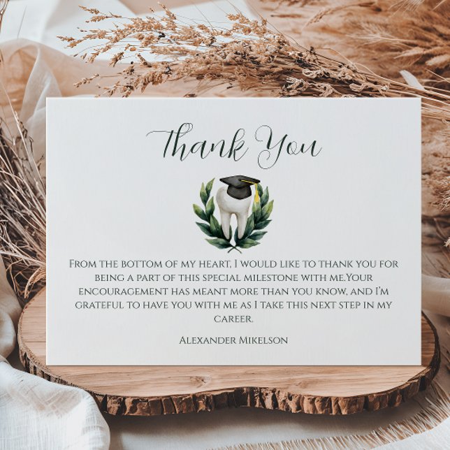 Tarjeta De Agradecimiento Elegant Laurel Dental Graduation (Subido por el creador)
