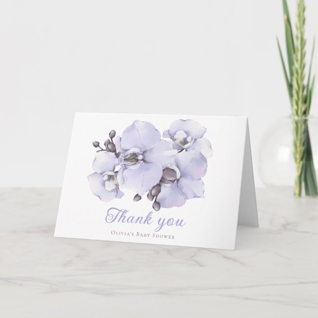 Tarjeta De Agradecimiento Elegant Lavender Orchid Baby Shower Thank You Card (Anverso)