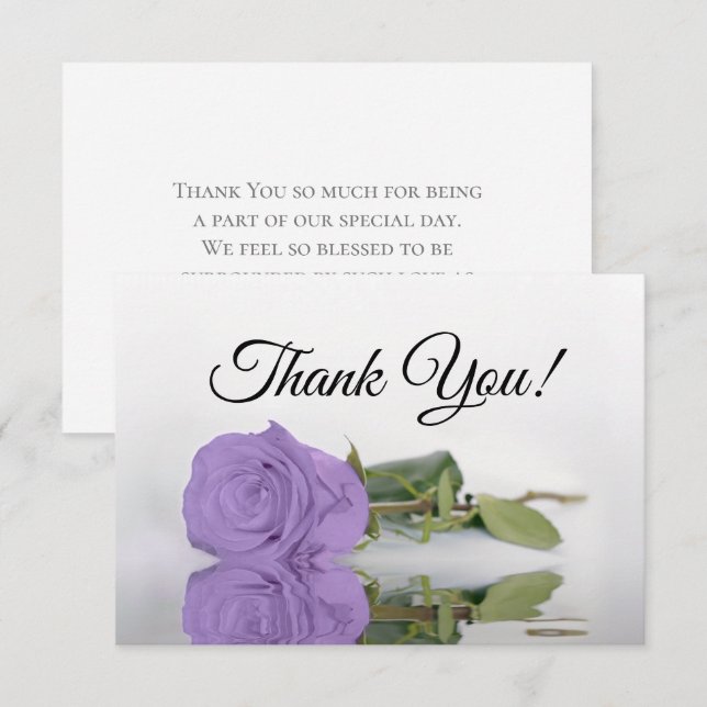 Tarjeta De Agradecimiento Elegant Lavender Purple Rose Simple Wedding (Anverso / Reverso)