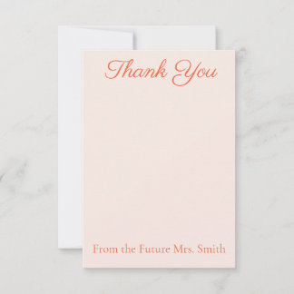 Tarjeta De Agradecimiento Elegant Light Orange Bridal Shower Thank You Cards