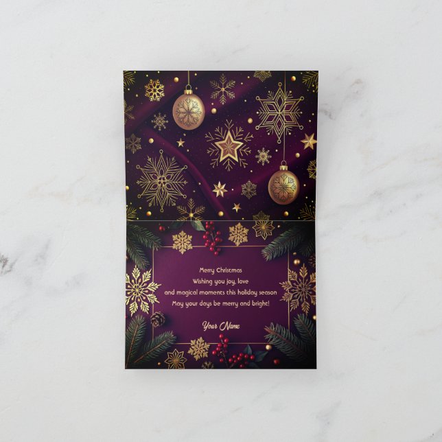 Tarjeta De Agradecimiento Elegant Merry Christmas Card with Gold Script  (Interior)