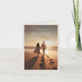 Tarjeta De Agradecimiento Elegant Minimalist Calligraphy Photo Wedding