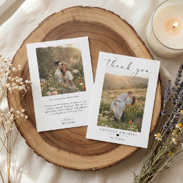 Tarjeta De Agradecimiento Elegant Minimalist Custom Wedding Couple Photo 