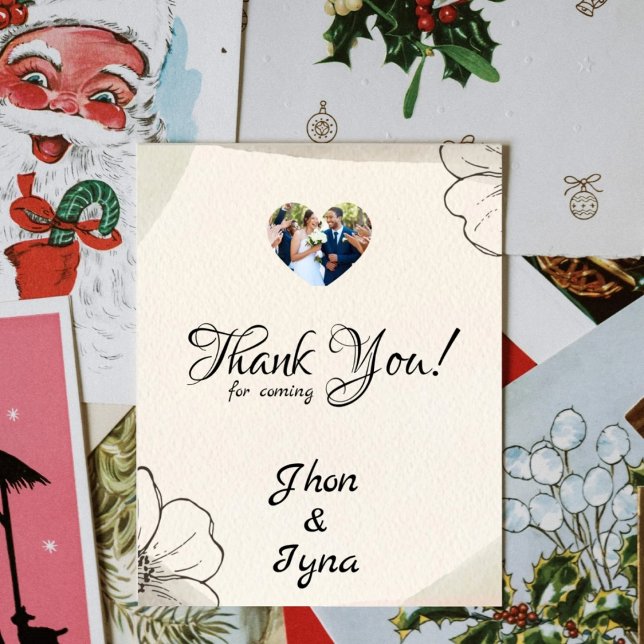 Tarjeta De Agradecimiento Elegant Minimalist Flower With Photo (Subido por el creador)