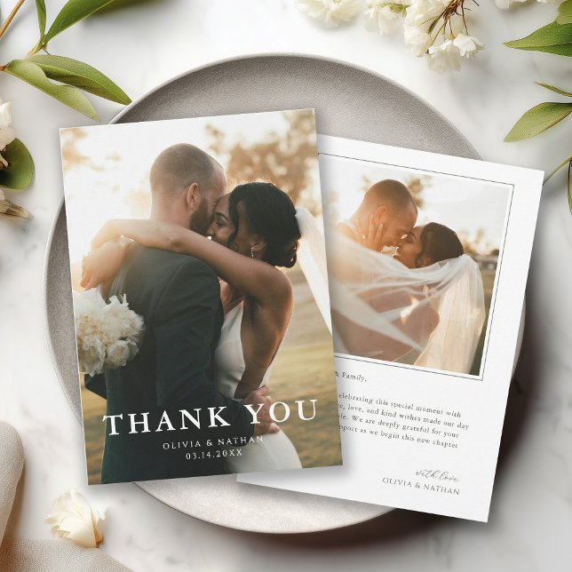Tarjeta De Agradecimiento Elegant Minimalist Photo Wedding (Subido por el creador)