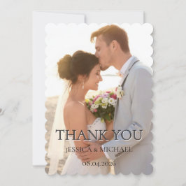 Tarjeta De Agradecimiento Elegant Minimalist Wedding Photo Thank You Card