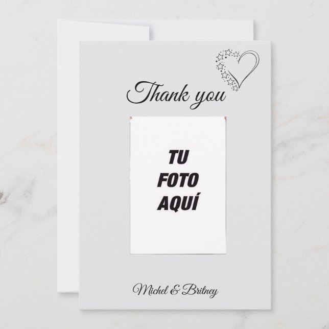 Tarjeta De Agradecimiento Elegant Minimalist Wedding Thank You Card (Anverso)