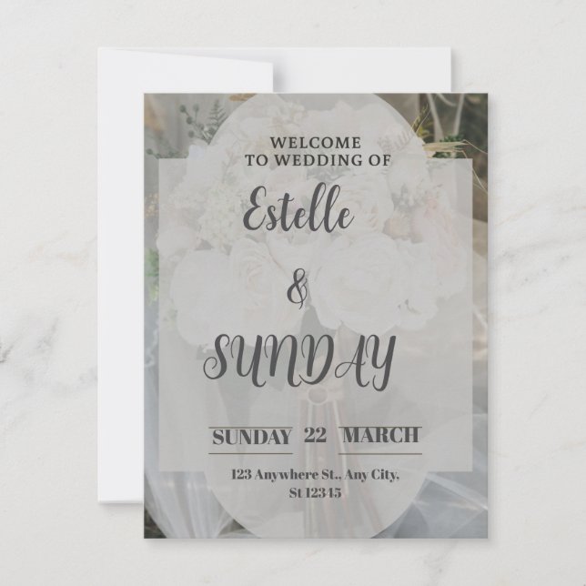 Tarjeta De Agradecimiento Elegant Minimalist Wedding Welcome Sign (Anverso)