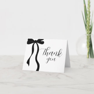 Tarjeta De Agradecimiento Elegant Modern Black Bow Birthday