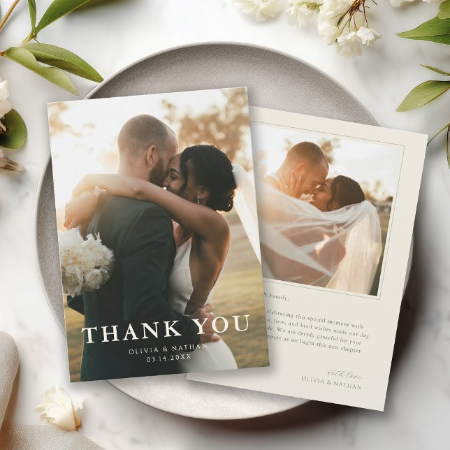 Tarjeta De Agradecimiento Elegant Modern Photo Wedding (Subido por el creador)