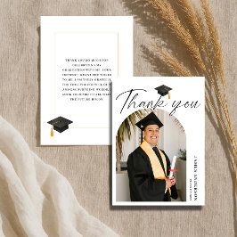 Tarjeta De Agradecimiento Elegant Modern Script Arch Photo Graduation 