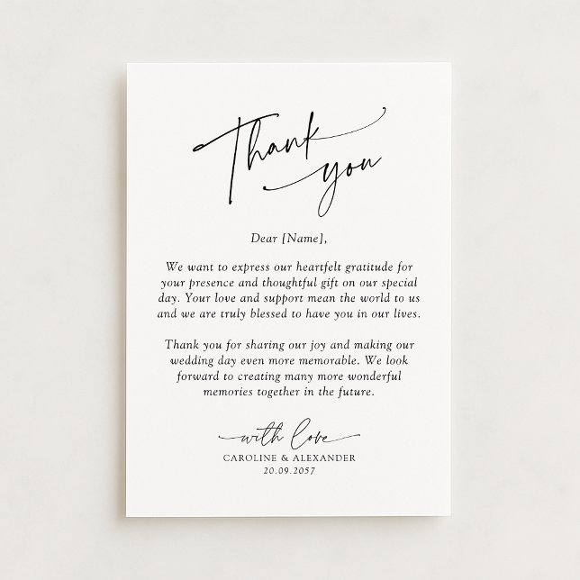 Tarjeta De Agradecimiento Elegant, modern typography wedding thank you  (Subido por el creador)