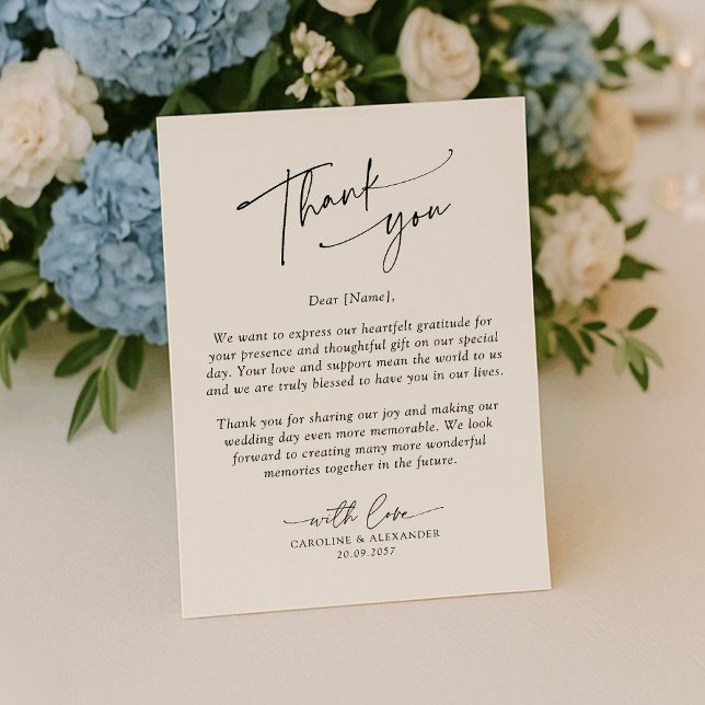 Tarjeta De Agradecimiento Elegant, modern typography wedding thank you  (Subido por el creador)