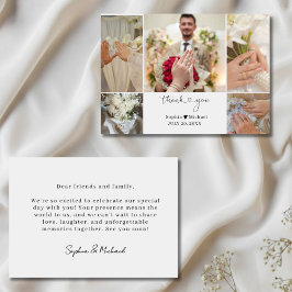 Tarjeta De Agradecimiento Elegant Modern Wedding Photo Collage ThankYou Card