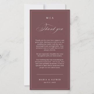 Tarjeta De Agradecimiento Elegant Monogram Wedding Thank You Card QR Code