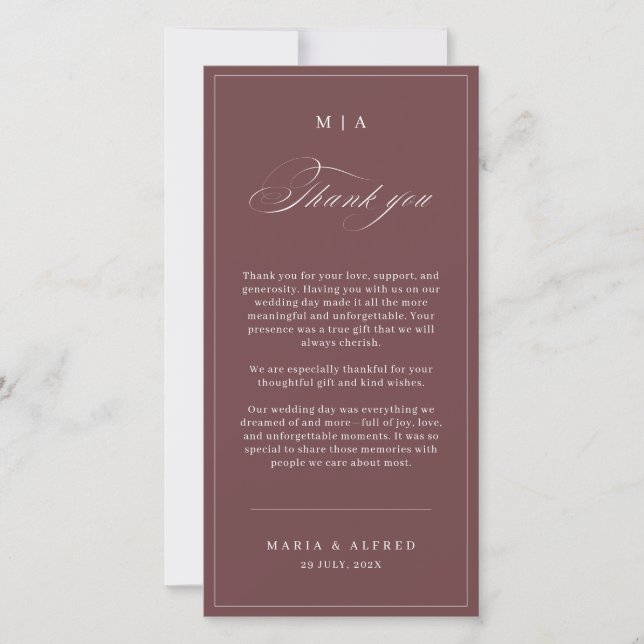 Tarjeta De Agradecimiento Elegant Monogram Wedding Thank You Card QR Code (Anverso)