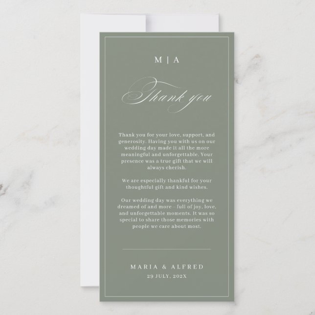 Tarjeta De Agradecimiento Elegant Monogram Wedding Thank You Card QR Code (Anverso)