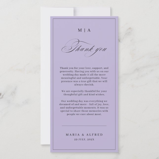Tarjeta De Agradecimiento Elegant Monogram Wedding Thank You Card QR Code (Anverso)