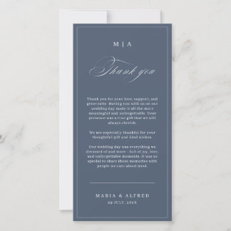 Tarjeta De Agradecimiento Elegant Monogram Wedding Thank You Card QR Code