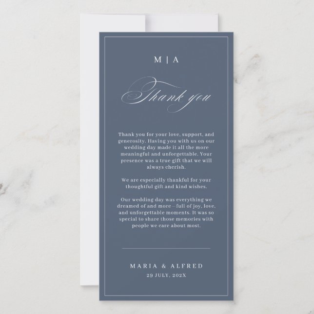 Tarjeta De Agradecimiento Elegant Monogram Wedding Thank You Card QR Code (Anverso)
