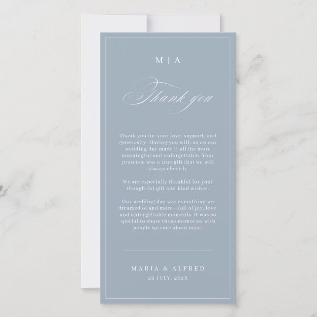 Tarjeta De Agradecimiento Elegant Monogram Wedding Thank You Card QR Code (Anverso)