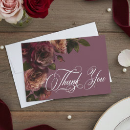 Tarjeta De Agradecimiento Elegant Moody Soft Rust & Burgundy Floral Wedding