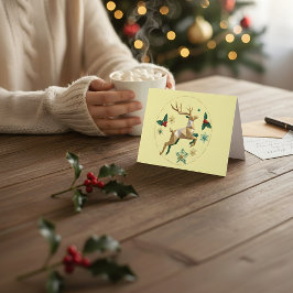 Tarjeta De Agradecimiento Elegant Multicolor Reindeer Christmas Greeting Car