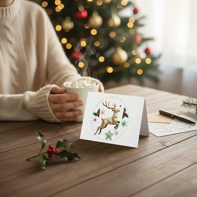 Tarjeta De Agradecimiento Elegant Multicolor Reindeer Christmas Greeting Car (Subido por el creador)