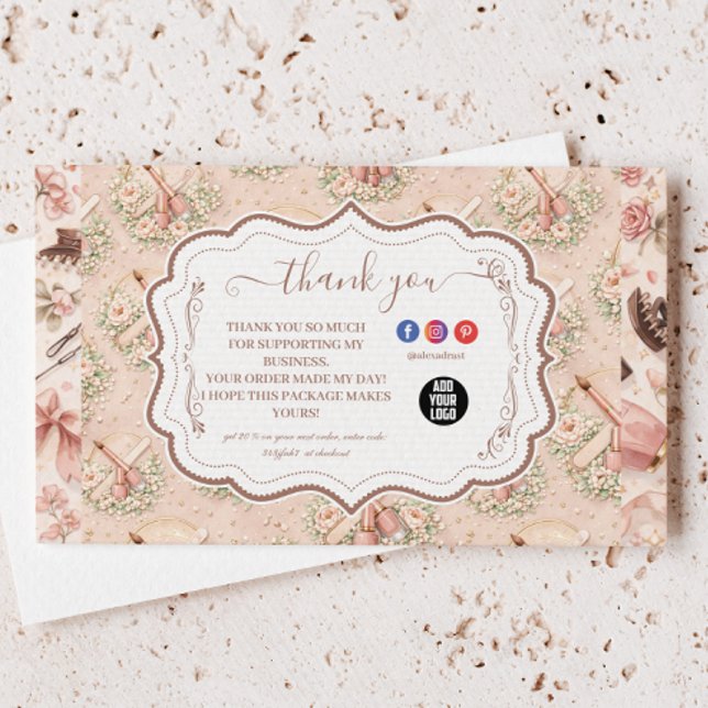 Tarjeta De Agradecimiento Elegant Nail Salon Floral Business (Subido por el creador)