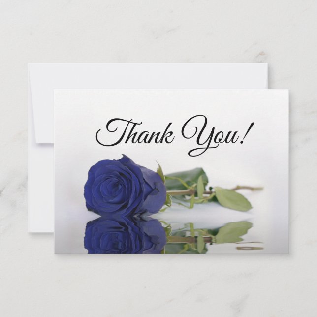 Tarjeta De Agradecimiento Elegant Navy Blue Mirrored Rose Simple Wedding (Anverso)