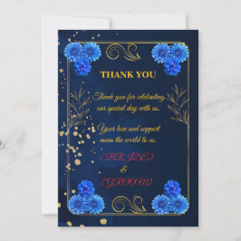 Tarjeta De Agradecimiento Elegant Navy Blue Wedding Thank You Template