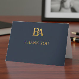Tarjeta De Agradecimiento Elegant Navy Gold Law Firm Monogram Thank You Card