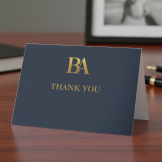 Tarjeta De Agradecimiento Elegant Navy Gold Law Firm Monogram Thank You Card