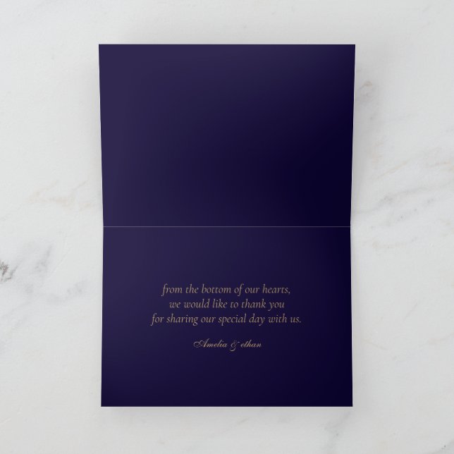 Tarjeta De Agradecimiento Elegant Navy Personalized Folded Thank You Card (Interior)