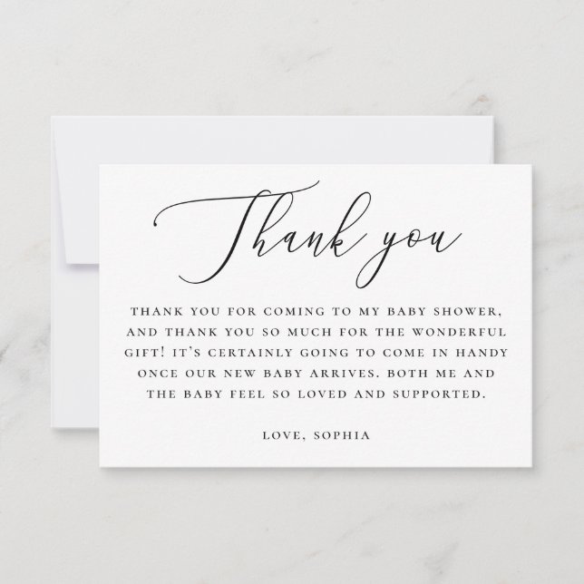 Tarjeta De Agradecimiento Elegant Neutral Baby Shower | Minimalist Script (Anverso)
