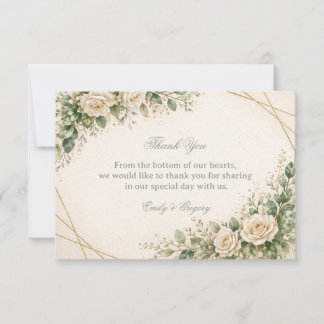 Tarjeta De Agradecimiento Elegant Neutral Greenery Floral
