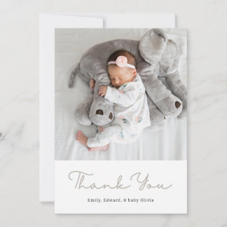 Tarjeta De Agradecimiento Elegant Neutral Ribbon Bow Baby Shower Photo