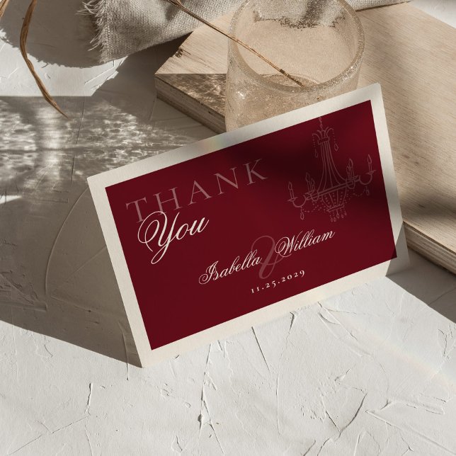 Tarjeta De Agradecimiento Elegant Old Money Wine Red Wedding Thank You (Subido por el creador)